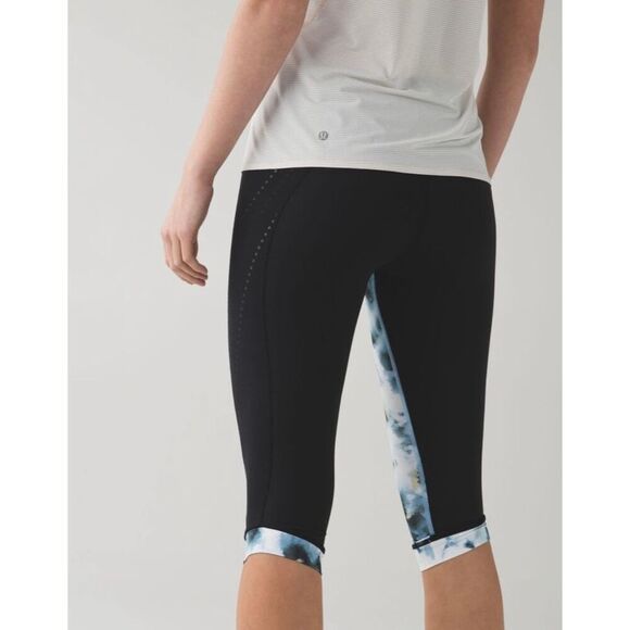 Lululemon Stop At Nothing Crop Black / Mini Blooming Pixie Aquamarine Multi size - Picture 10 of 10